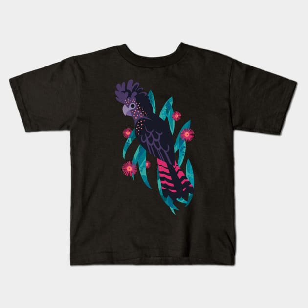 Red-Tailed Black Cockatoo Kids T-Shirt by Waynem